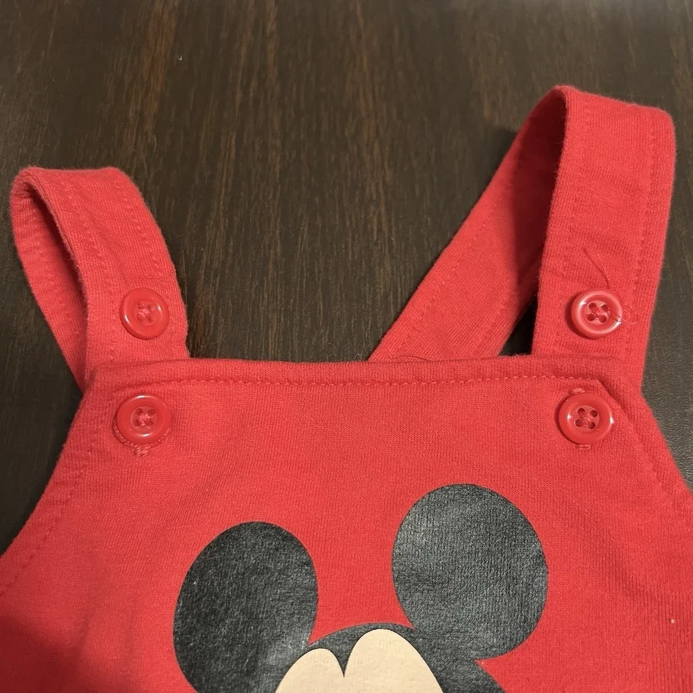 Disney Baby Boys Size 6–9M‎ Mickey Mouse Red Romper Shortalls